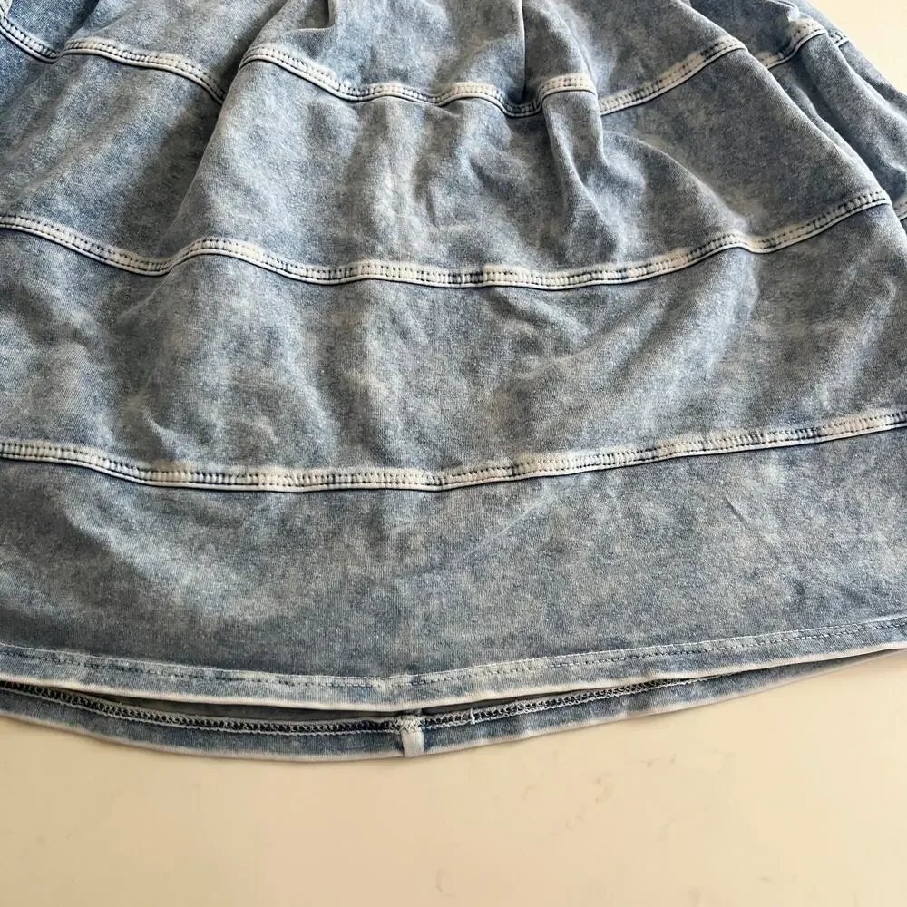 Hard Tail Girls Denim Look Tiered Circle Skirt Size 7/8 Boho Festival Blue